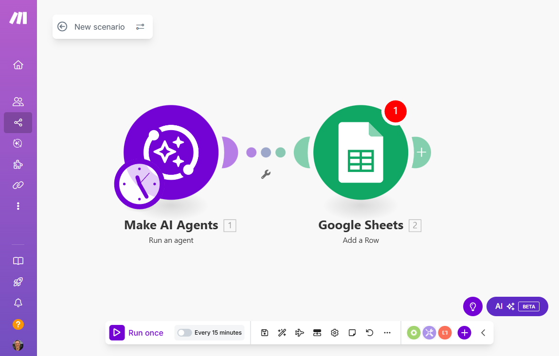 Building an AI agent on Make