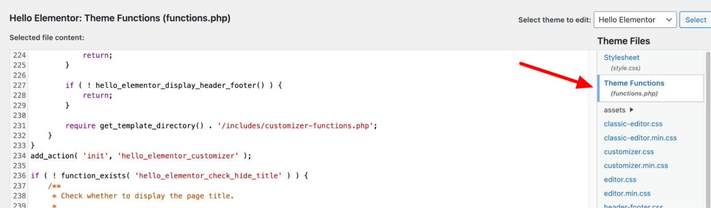 Theme functions script in WordPress.