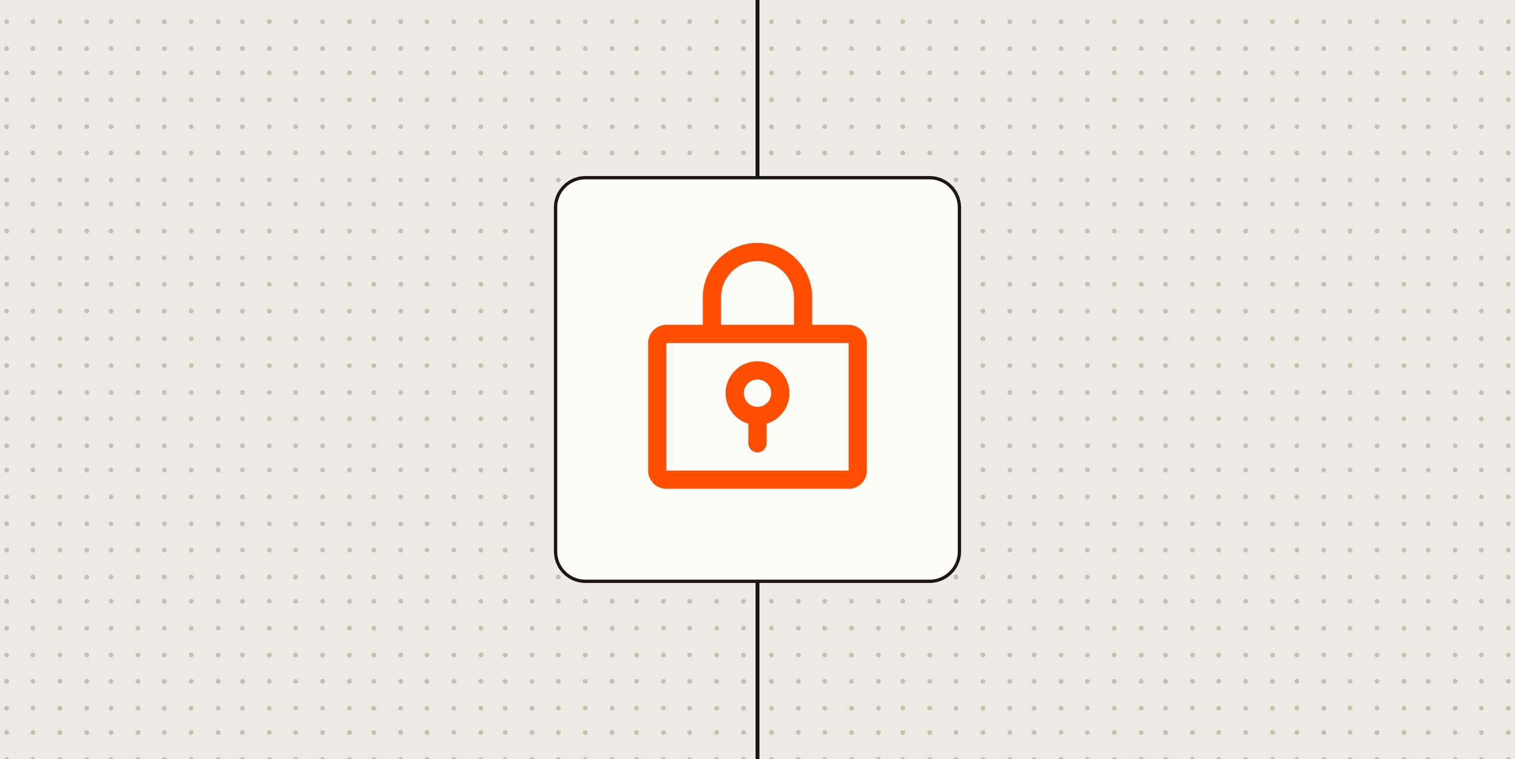 Icon of a lock against a beige, dotted background.