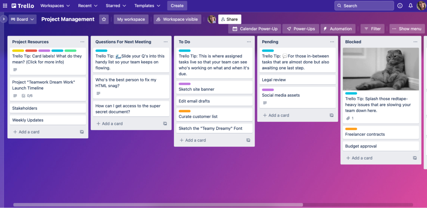 Trello, our pick for the best freelancer app for task management.