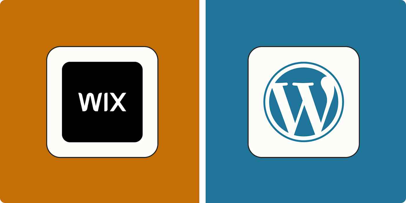 Hero image with the logos of Wix and WordPress