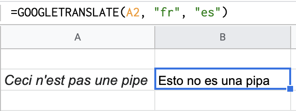 Translating French to Spanish with Google Translate