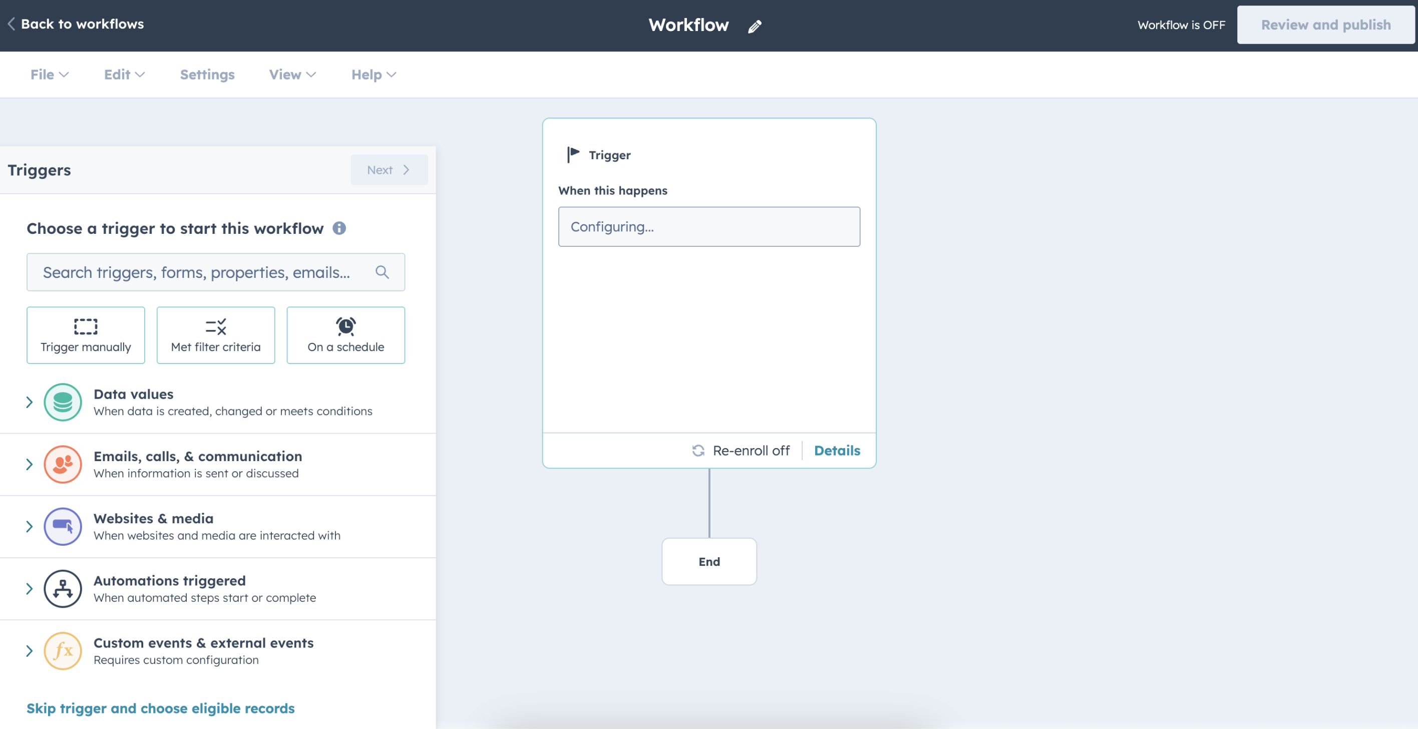 A screenshot of HubSpot, a business automation software.