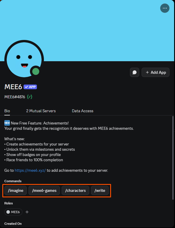 Image showing Discord bot commands