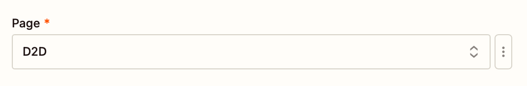 The Page field populated with the entry "D2D"