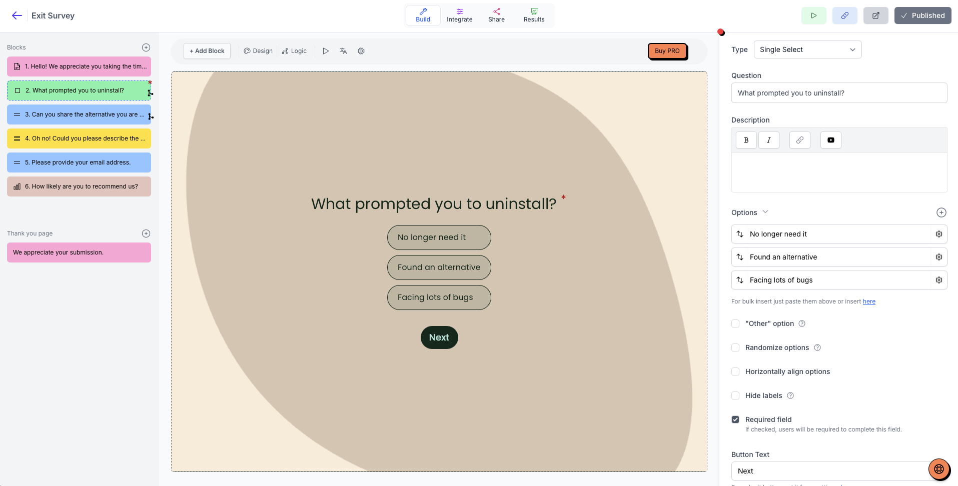 Youform, our pick for the best free Typeform alternative