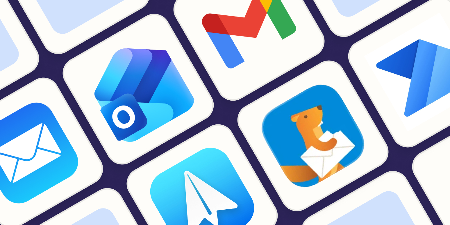 Hero image with the logos of the best iPhone email apps