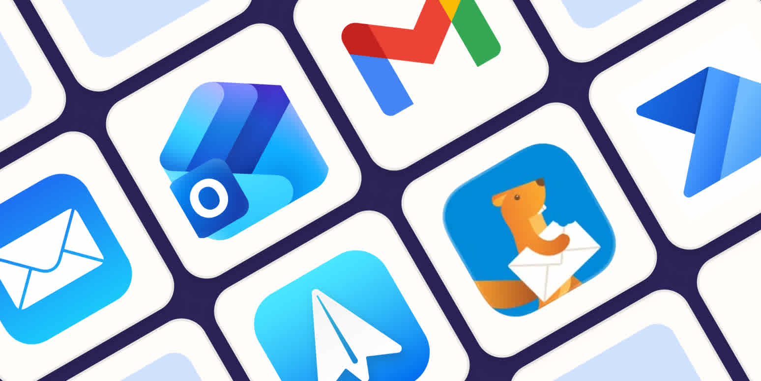 Hero image with the logos of the best iPhone email apps
