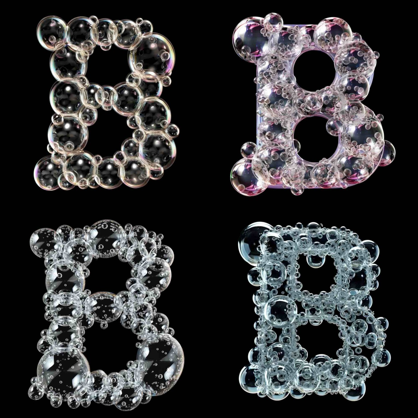 The letter 'B' made of bubbles