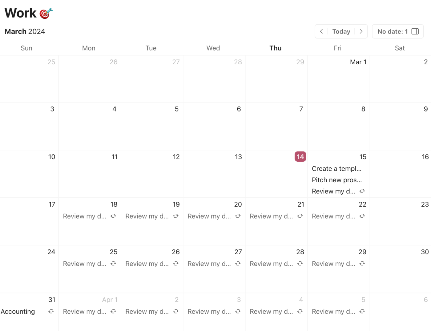 The calendar view in Todoist