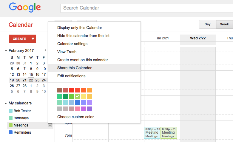 Share personal calendar in Google Calendar