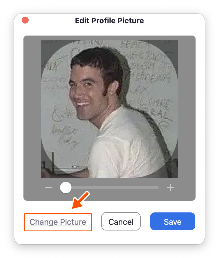 Writer showing how in the Edit Profile Picture window, you can click Change Picture, and select the new image you want to use.