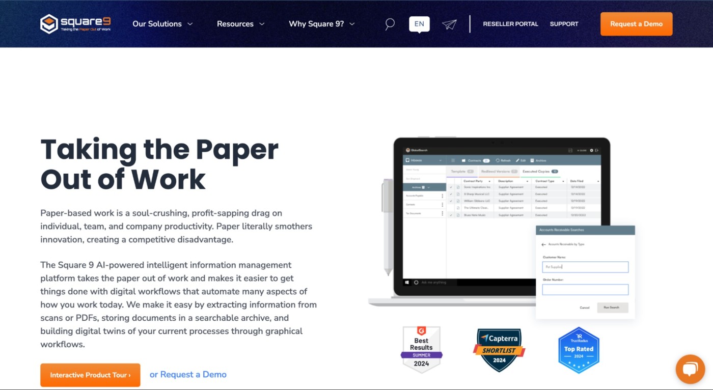 Square 9, our pick for one of the best document management software systems for automation and workflows