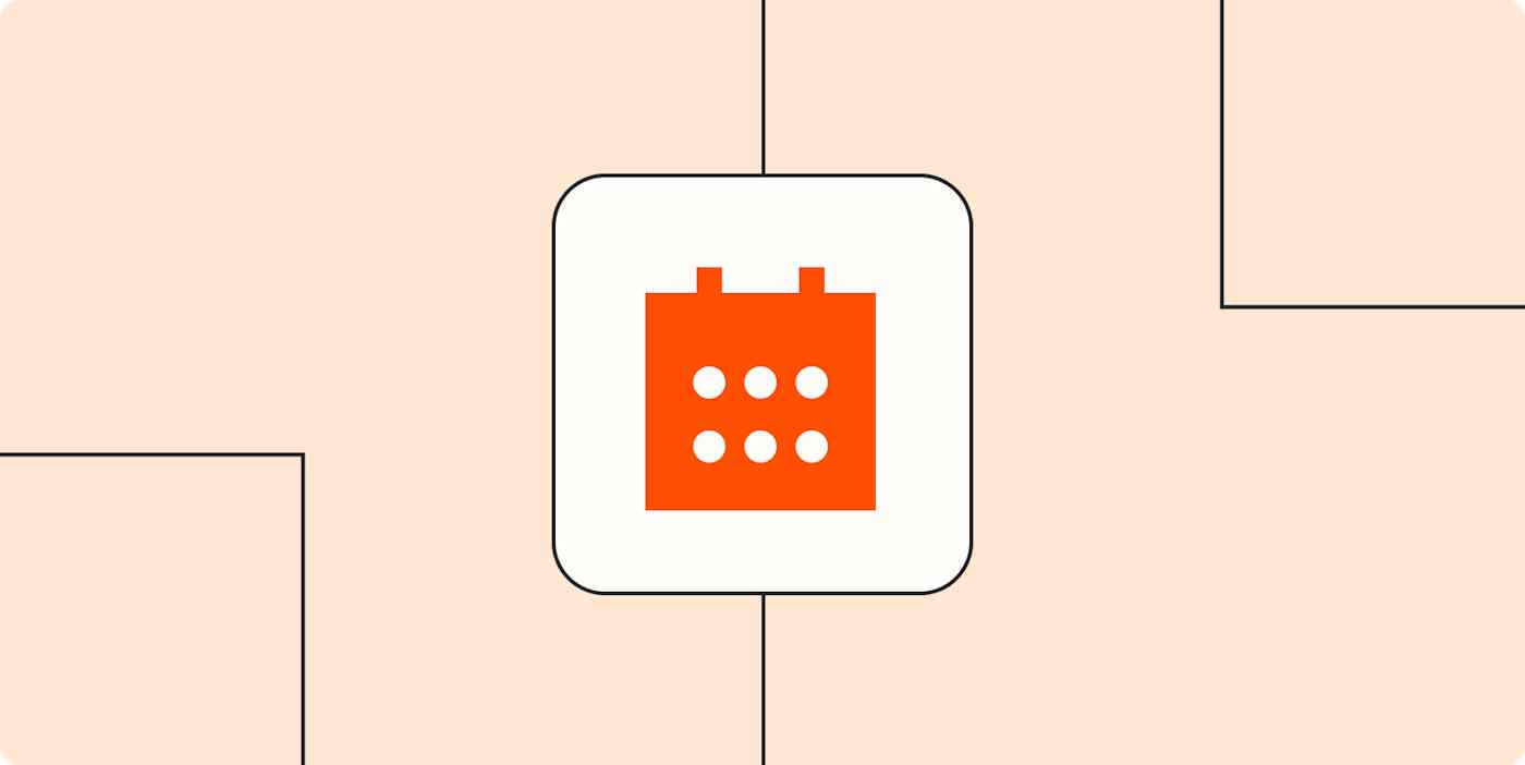 Icon of a calendar against a peach-colored background. 