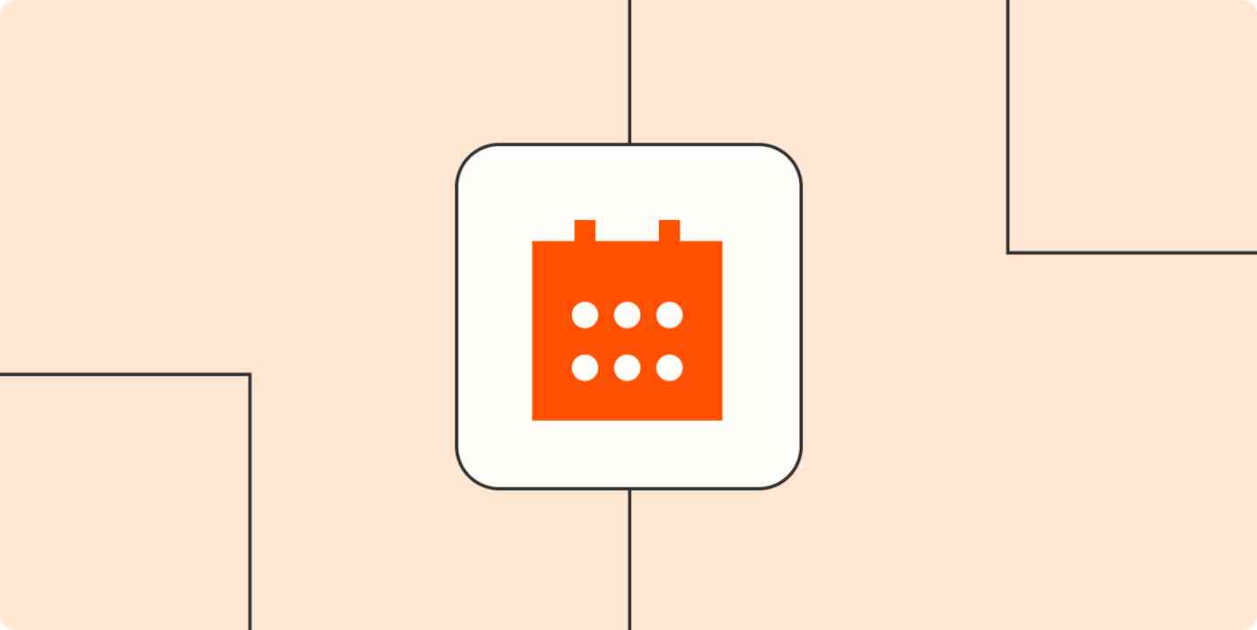 Icon of a calendar against a peach-colored background. 