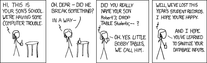 xkcd comic about dropping a table