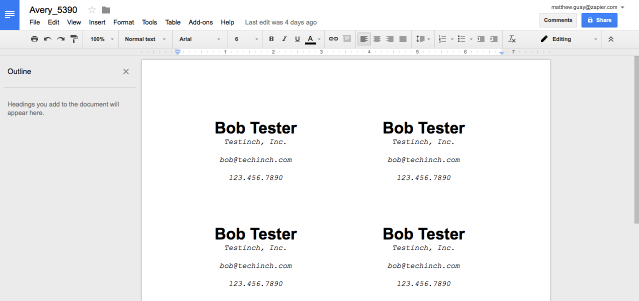 mailing labels google docs