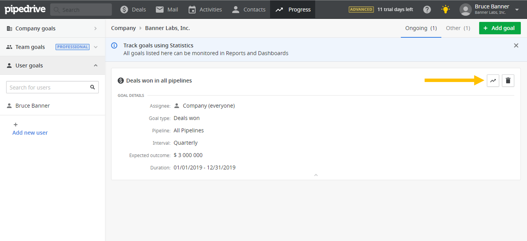 Goals in Pipedrive CRM