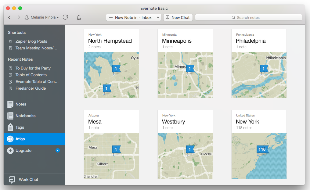 Evernote map view