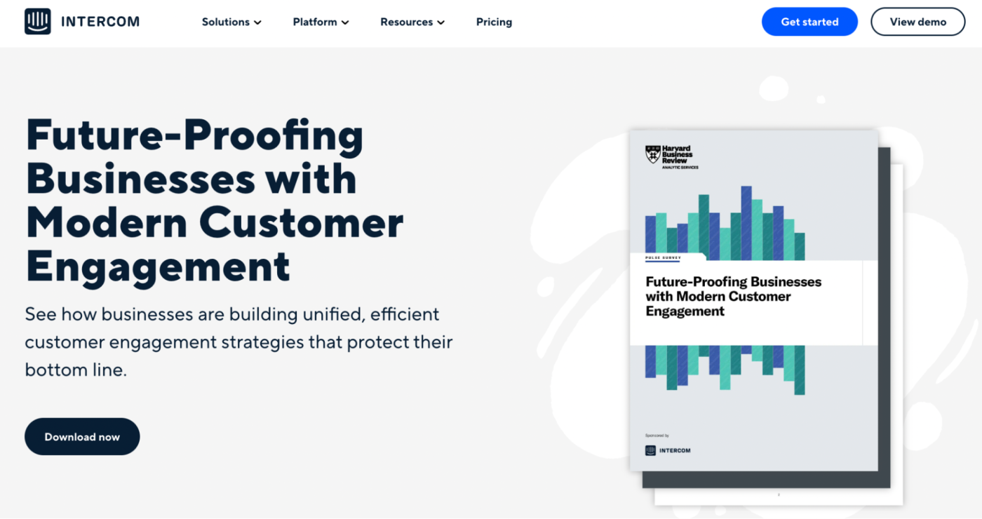 Intercom lead magnet landing page