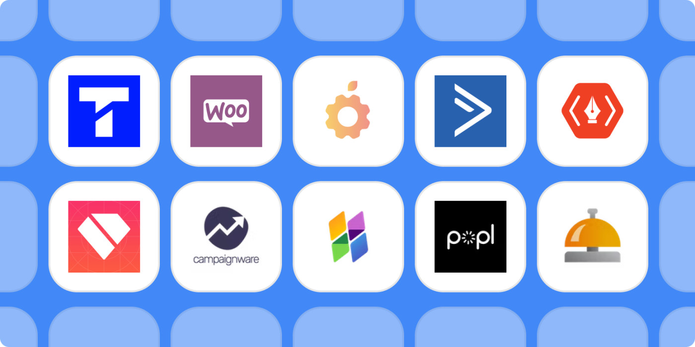Integration updates logos on a blue background