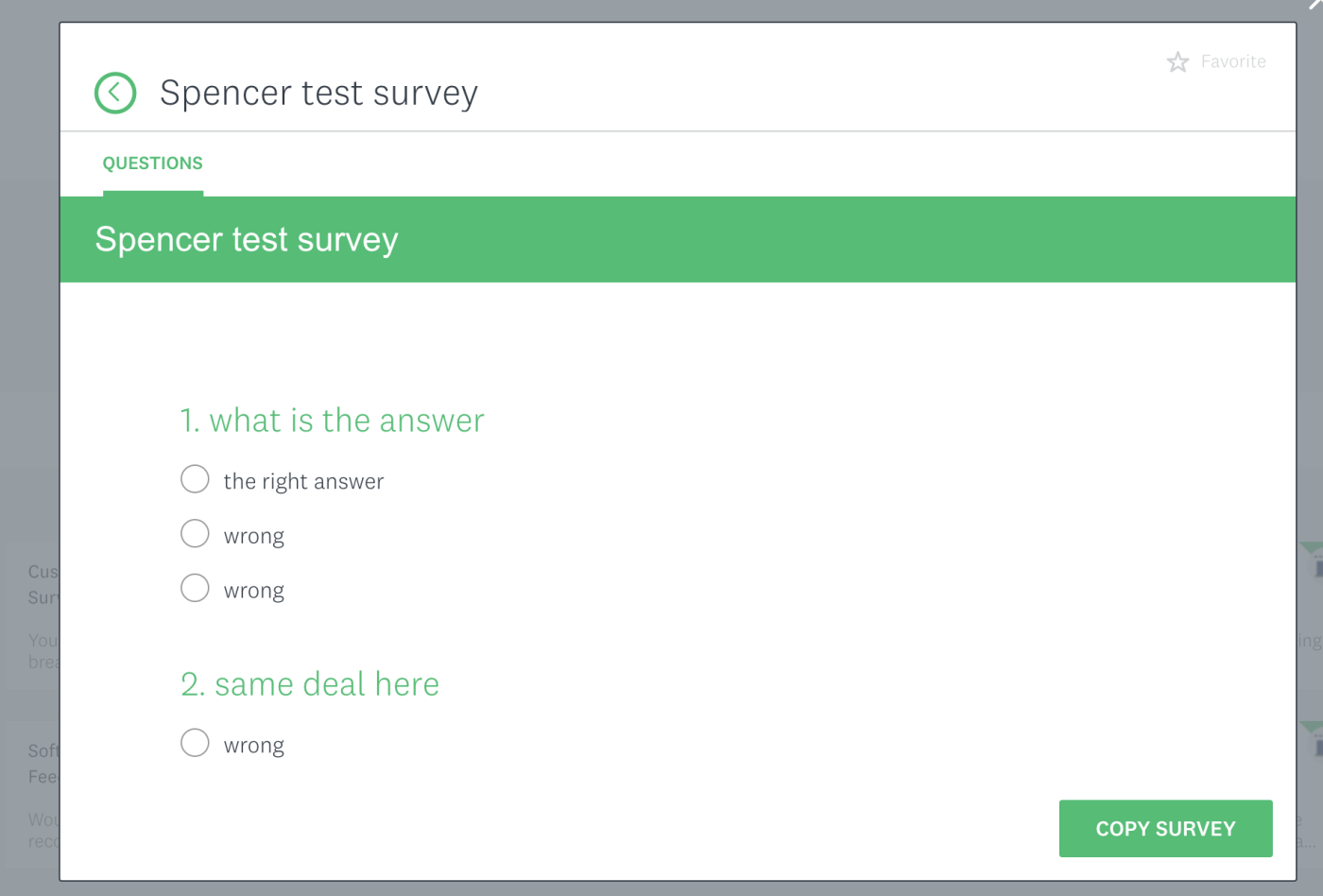 Preview of the survey you want to make a copy of