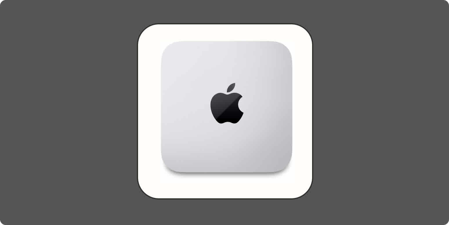 Hero image with the Apple logo on a Mac