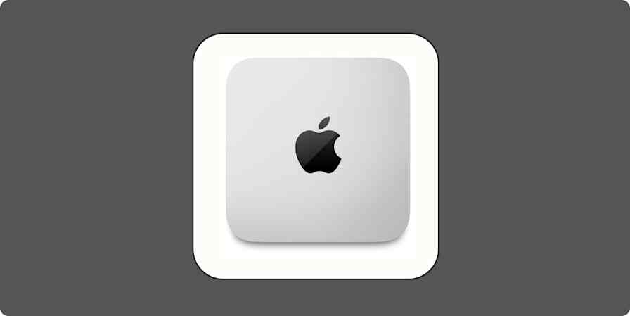 Hero image with the Apple logo on a Mac