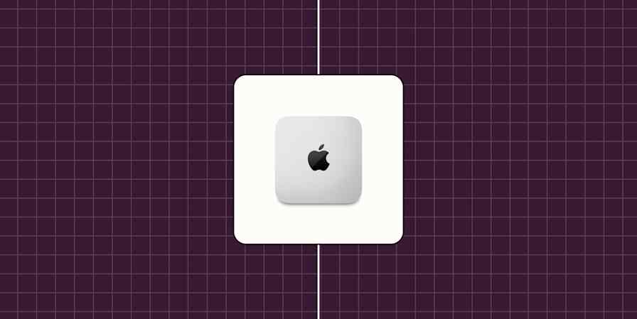 Hero image with the Apple logo on a Mac