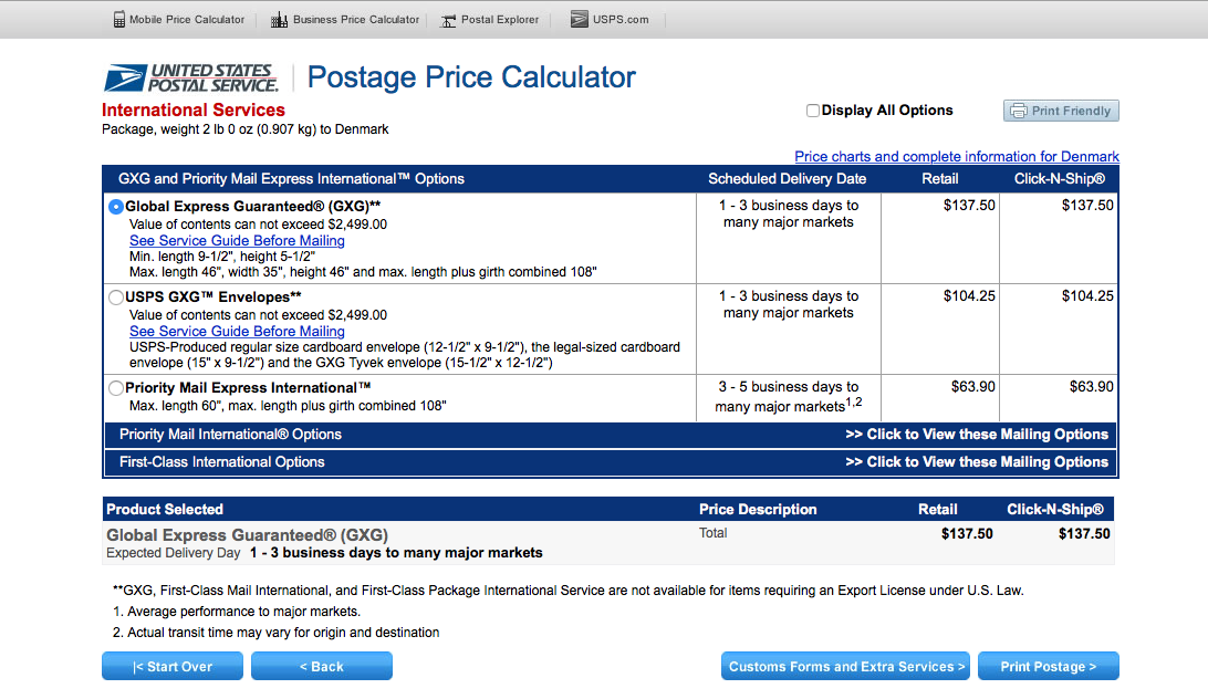 Usps on sale calculate price