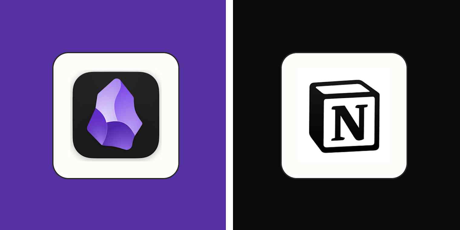 Hero image with the logos of Obsidian and Notion