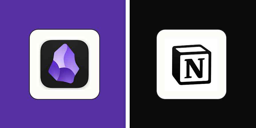 Hero image with the logos of Obsidian and Notion