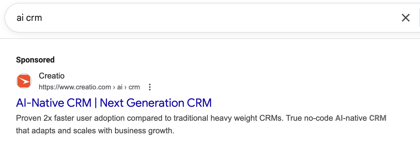 Google ad example that addresses pain points