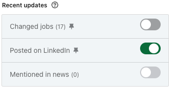 Active filter in LinkedIn Sales Navigator