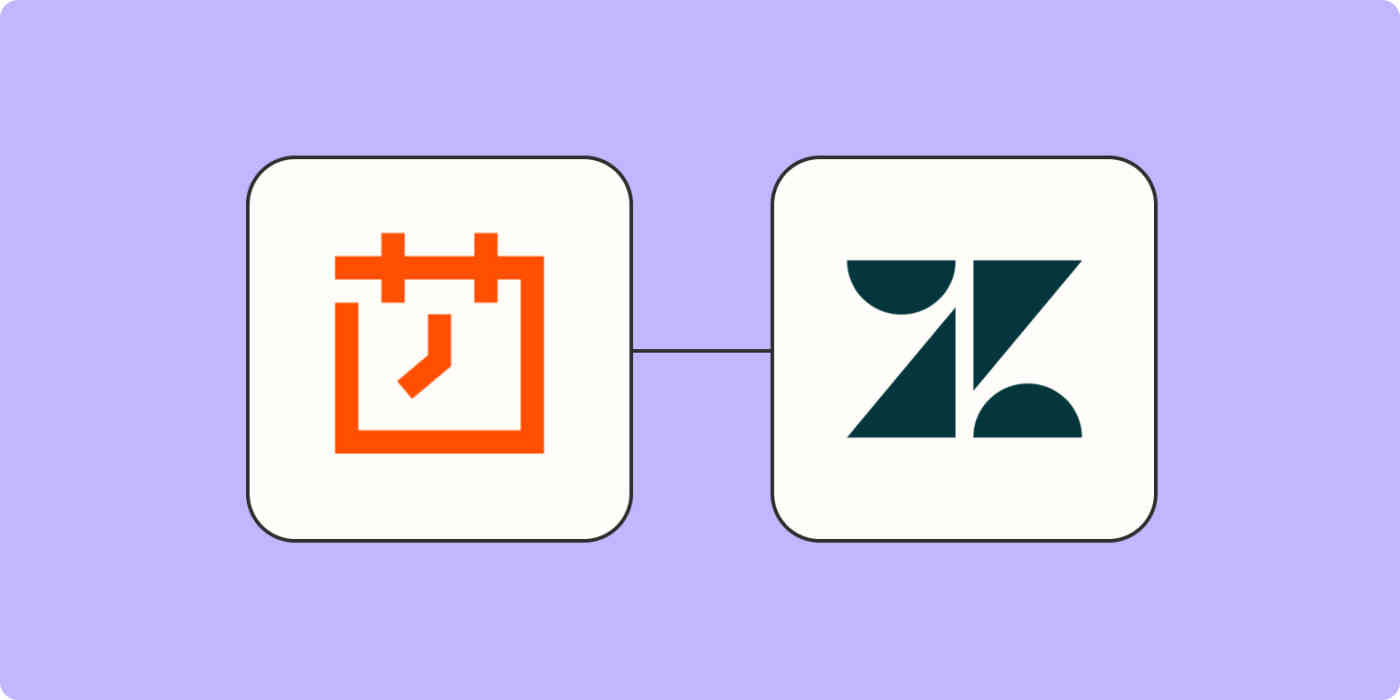 A clock icon connected to the Zendesk app logo by dotted orange lines on an orange background.