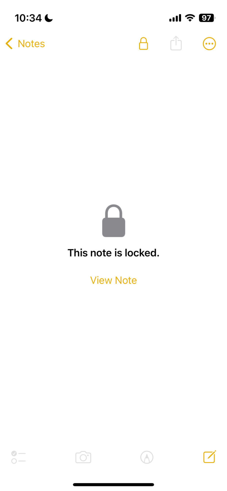 A locked note on Apple Notes