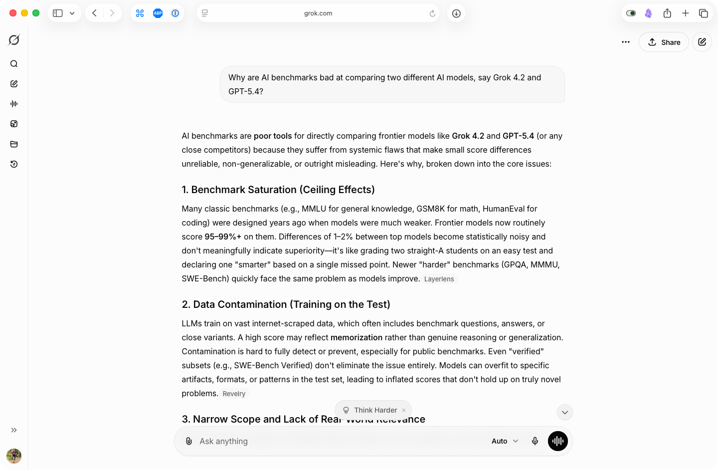 Grok answering a simple question