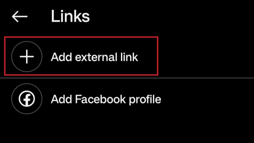 The Add external link option in Instagram to put a link in bio