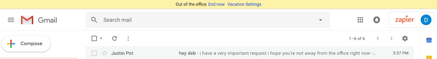 Out of office notification