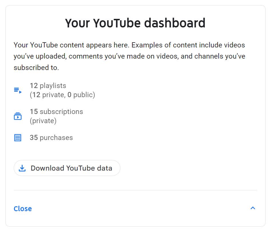 The Download YouTube data button