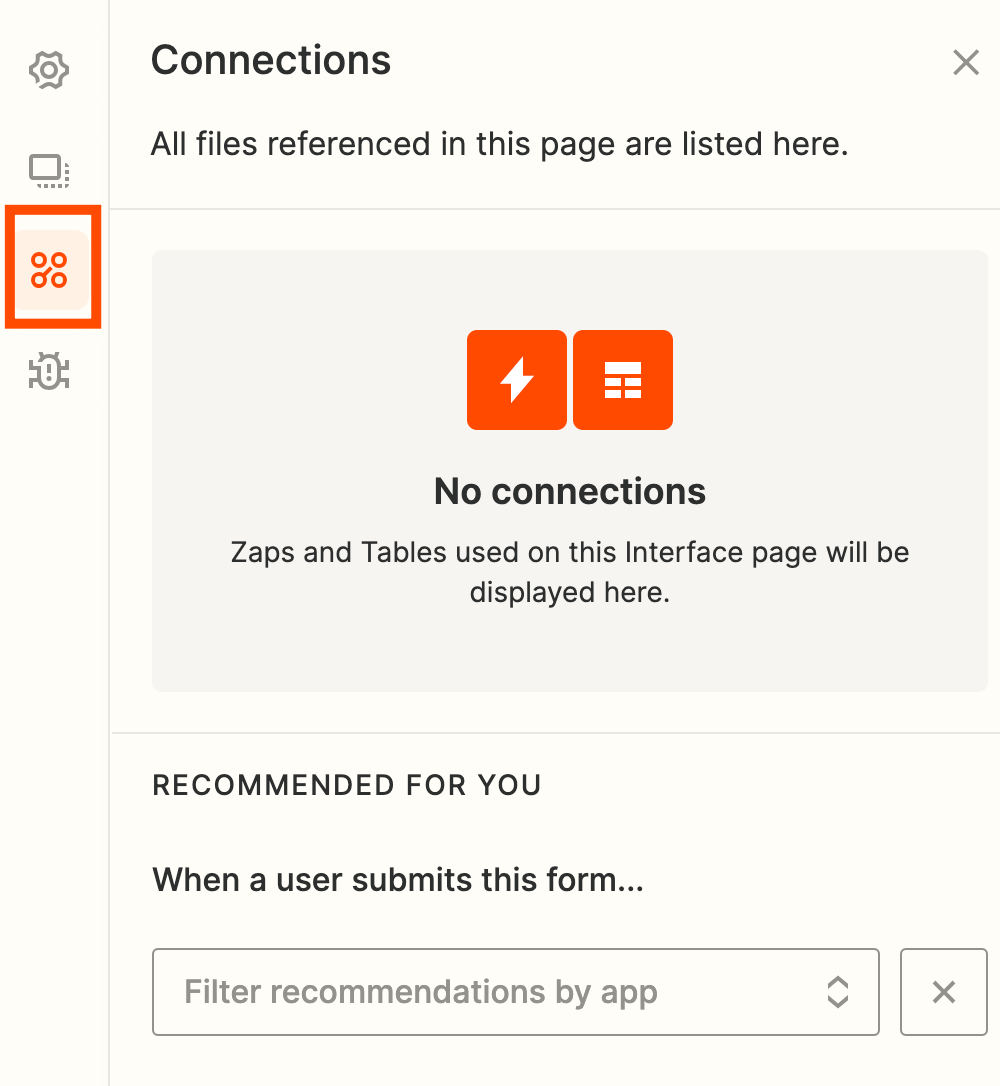 Click on the Connected Zaps icon from the left to view and edit Zaps.