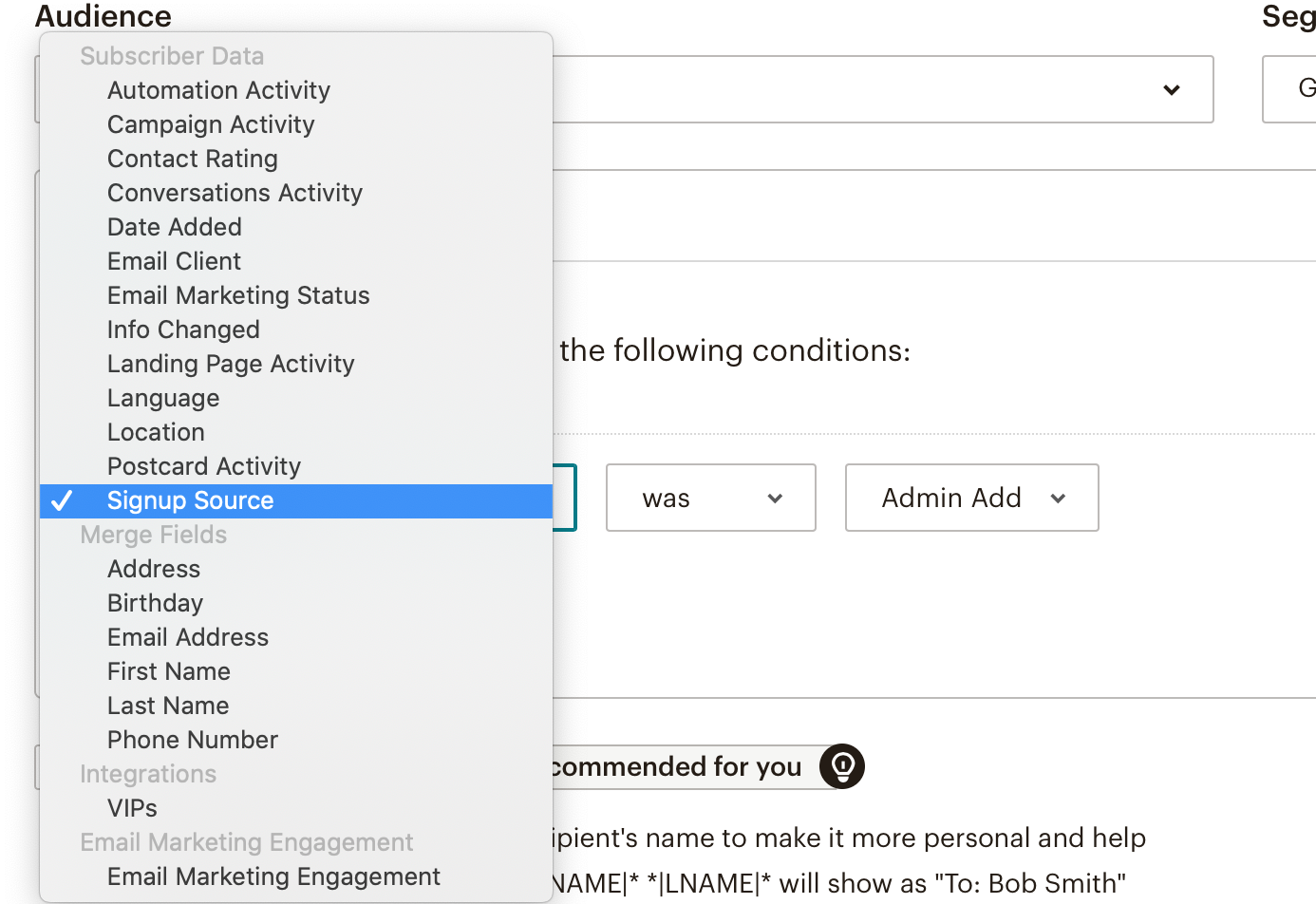 Signup source for Mailchimp campaign