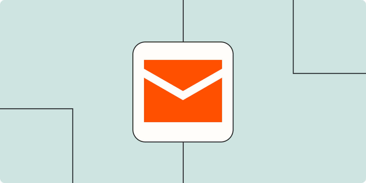 Hero image of an envelope on a light blue background to illustrate emails