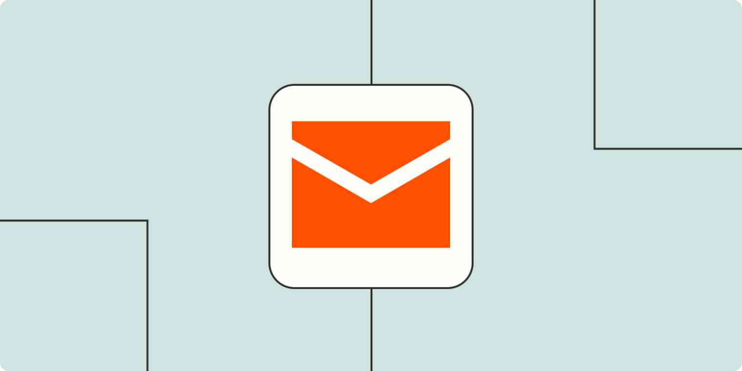 Hero image of an envelope on a light blue background to illustrate emails