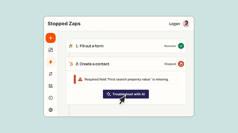 Use AI in the Zap history to generate troubleshooting steps for errored Zaps.