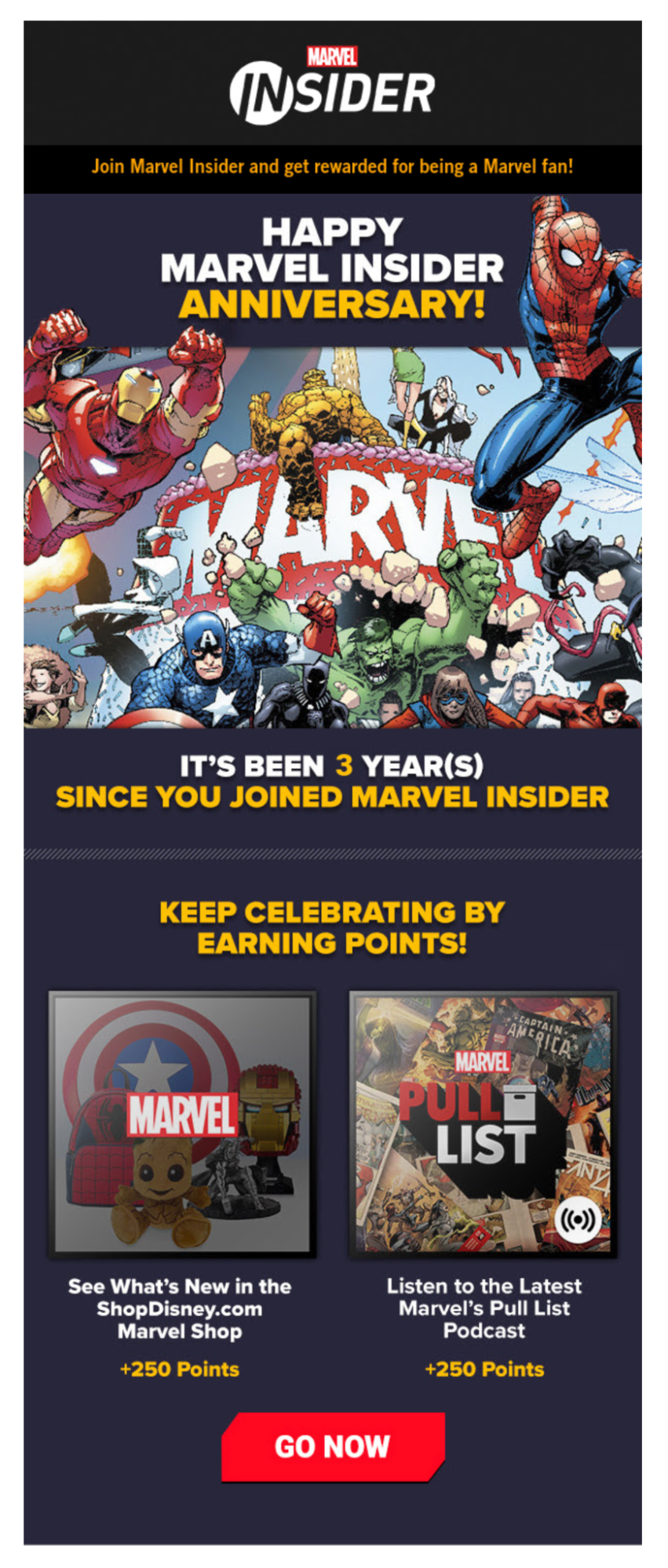 Screenshot of an email from Marvel