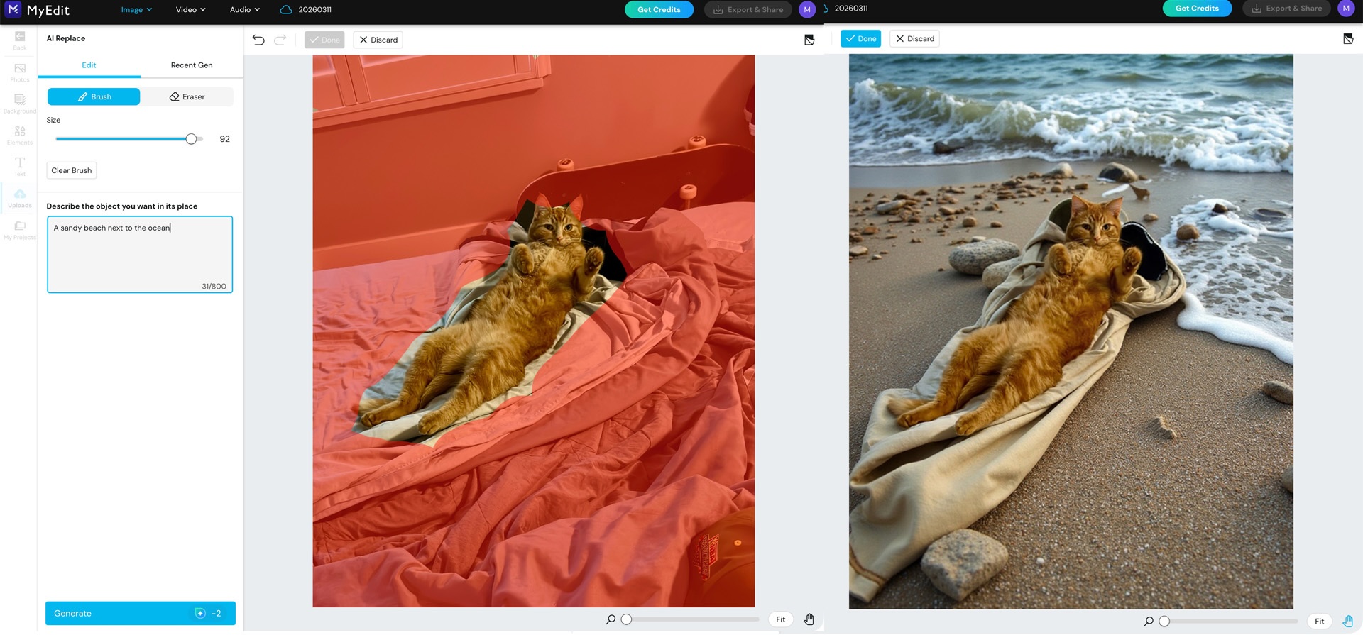 MyEdit, our pick for the best free Photoshop alternative for pro-level AI effects
