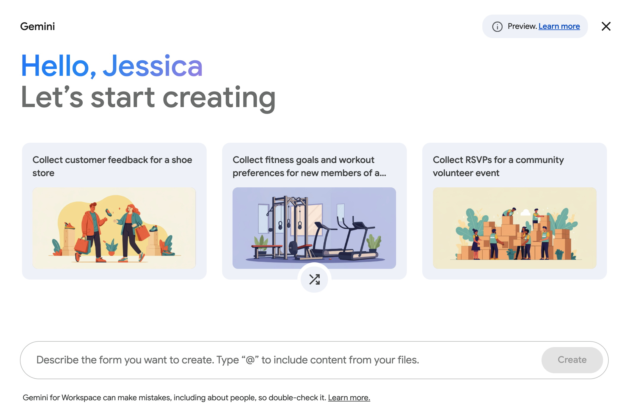How to build a form with Gemini in Google Forms.