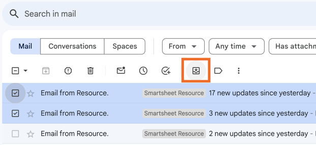 Screenshot of the author showing how to move an archived email back to their inbox
