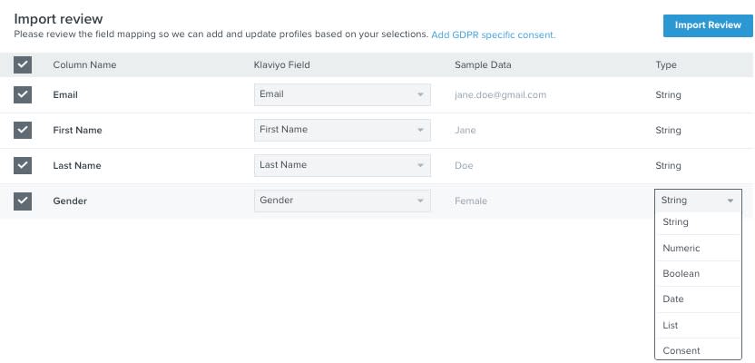 Importing customer profiles in Klaviyo